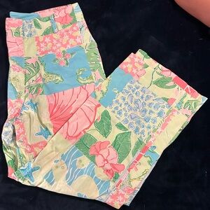 Lilly Pulitzer Patchwork Capri Pants | Women’s Size 6 | Coastal Tropical